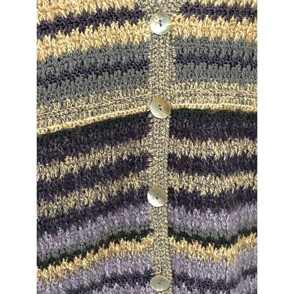 J. McLaughlin Vintage Hand Knit Cardigan Sweater Silk Mohair Blend Stripe Size S - Picture 2 of 9